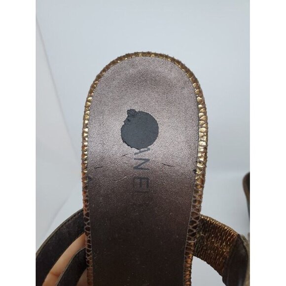 Vaneli Bronze Snakeprint Square Toe Sandals With Rhinestone Accents Size 10M - Picture 8 of 8